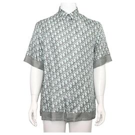Dior Silk Oblique Homme Kurzarmhemd Silber