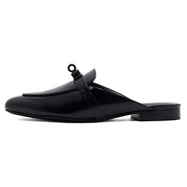 Hermès Black Goat Skin OZ Oz Women's Mule Sandals Black