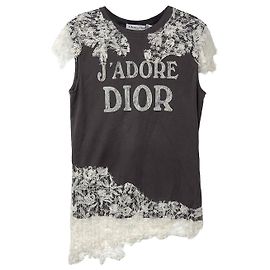 Dior Canotta in jersey di pizzo ecru Bianco