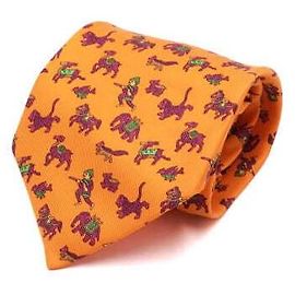 Hermès Corbata de seda naranja con estampado de elefantes
Corbata con estampado animal Naranja