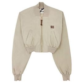 Miu Miu Chaqueta Blouson de algodón Panama Blanco