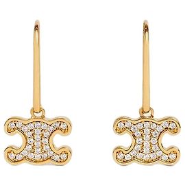 Céline Boucles d'oreilles Triomphe strass Laiton finition or Cristal Doré