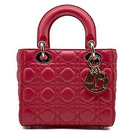 Dior Christian Cannage Lady Bag Small Rouge