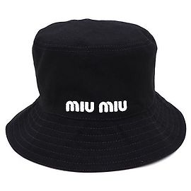 Miu Miu Chapéu Bucket de veludo de algodão para mulher Preto Preto