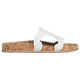 Céline Triomphe Slide Shiny Calfskin White White
