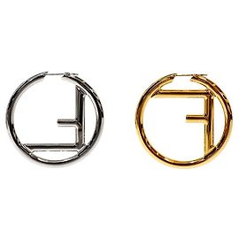Fendi Orecchini a cerchio bicolore D'oro