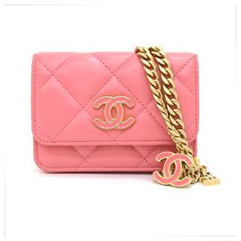 Chanel Mini bolsa de ombro com aba em pele de cordeiro rosa Rosa