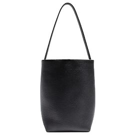 The row Medium Leather Park Tote Bag Black