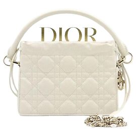 Lady Dior Milly Mini Tote Bag e Alça de Corrente Branco
