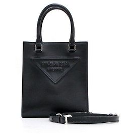 Prada Mini mala tote e mala tiracolo com logótipo triangular preto Preto