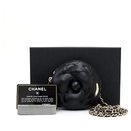 Chanel Mini Bolsa de Ombro com Corrente e CC Camélia Dourado Preto