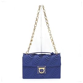 Salvatore Ferragamo Borsa Tote e Borsa a Tracolla AILEEN con ritagli e catena dorata Blu