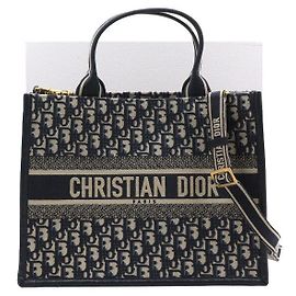 Dior Blue Oblique Leather Medium Tote Bag and Shoulder Bag Blue