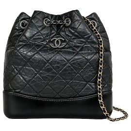 Chanel Gabrielle Backpack Small Black Black