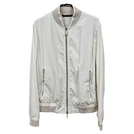Ermenegildo Zegna Leather Mix Blouson Jacket Silvery