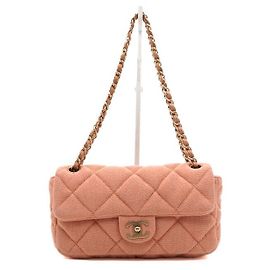 Chanel Pink Jersey Canvas Mini Flap Chain Shoulder Bag Pink