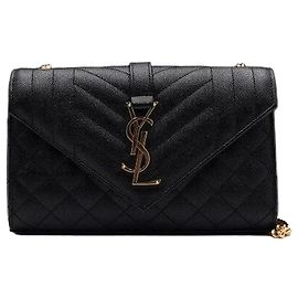 Saint Laurent Borsa a spalla e crossbody Monogram Quilted Envelope Gold Chain Nero
