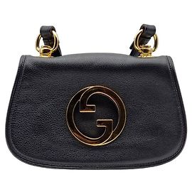 Gucci Bolsa de ombro Blondie em couro de bezerro preto com corrente dourada Preto