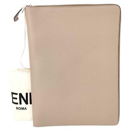 Fendi Beige Leather Clutch Bag Beige