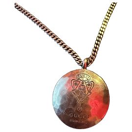 Gucci Sterling Silver Emblem Medallion Necklace Silver hardware