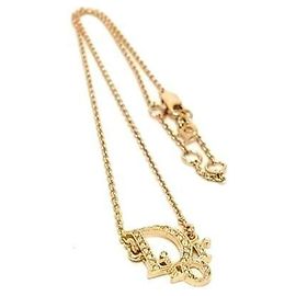 Colar Christian Dior em metal dourado e strass Dourado