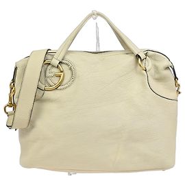 Bolsa Satchel Gucci em Twill e Couro Branco