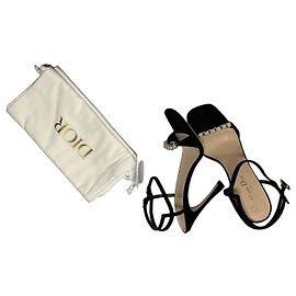 Dior black suede sandals adorned with pearls Black