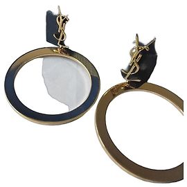 Orecchini a cerchio Saint Laurent con monogramma YSL tono oro D'oro