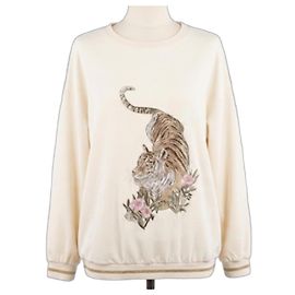 Stella Mc Cartney Stella McCartney Oversized Sweatshirt mit Tiger-Stickerei (Made in Italy) Beige