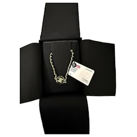 Collier Choker Chanel Logo CC Doré et Noir Noir Bijouterie dorée