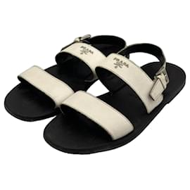 Prada White Saffiano Leather Sandals White