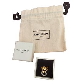 Kitsune Fox-shaped ring with crystals Golden