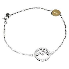 Pulseira de Berloques com Strass Prateada Fendi Prata
