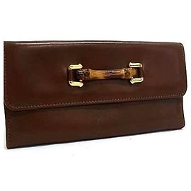 GUCCI Long Wallet Bamboo Flap Brown