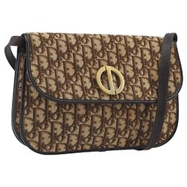 Bolsa de Ombro Christian Dior Trotter Canvas Beige Gold Auth 195717 Bege Dourado