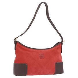 Sac à épaule LOEWE Daim Rouge Or Auth 195667V Rouge Doré