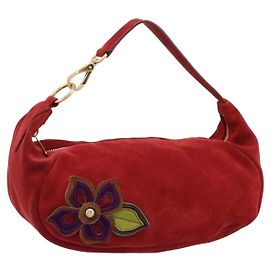 Sac à épaule Miu Miu Suede Red Gold Auth 196448V Rouge Doré