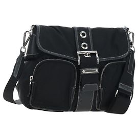 Borsa a tracolla PRADA Nylon Nero Argento Auth 195790V Nero Argento