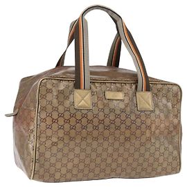 Borsa Boston GUCCI GG Crystal Coated Canvas Beige 153240 Auth 194991 Beige
