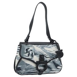 Bolsa de Ombro Salvatore Ferragamo Gancini Nylon Cinza Prata Auth 195614A Marrom Prata