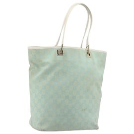Borsa Tote GUCCI GG Canvas Light Blue Gold 002 1098 Auth 195045 D'oro Blu chiaro