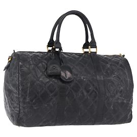 Borsa Boston Bicolore CHANEL Vernice Nera e Oro CC Auth 194114 Nero Altro