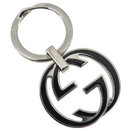 Chaveiro GUCCI Interlocking G Metal Silver Auth 196162A Prata