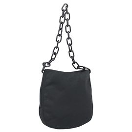 Borsa a tracolla con catena PRADA Nylon Black Silver Auth bs36754A Nero Argento