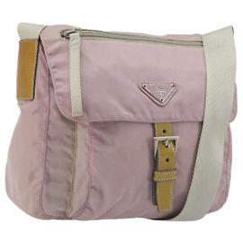 Borsa a tracolla PRADA Nylon Rosa Argento Auth 194319A Argento Rosa