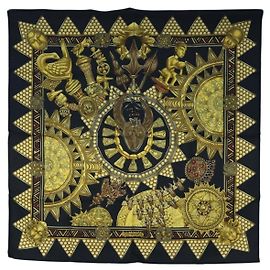 Hermès HERMES Carre 90 Schal « L'OR DES CHEFS » Seide Schwarz Auth 195923M Schwarz