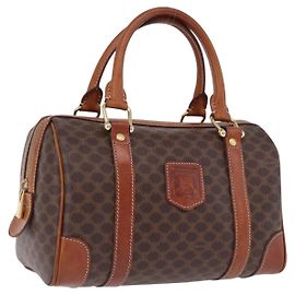 Céline Borsa a mano CELINE Macadam Canvas PVC Pelle Marrone Oro Auth 195723A Marrone D'oro