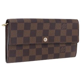 LOUIS VUITTON Damier Ebene Portefeuille Sarah Long Wallet N60491 LV Auth 194471A Damier ebene