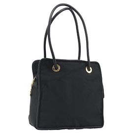 Céline Sac Cabas Circle CELINE Nylon Noir Or Auth 195054A Noir Doré