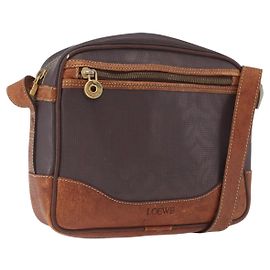 Bolsa de Ombro LOEWE PVC Brown Gold Silver Auth 195697 Marrom Prata Dourado